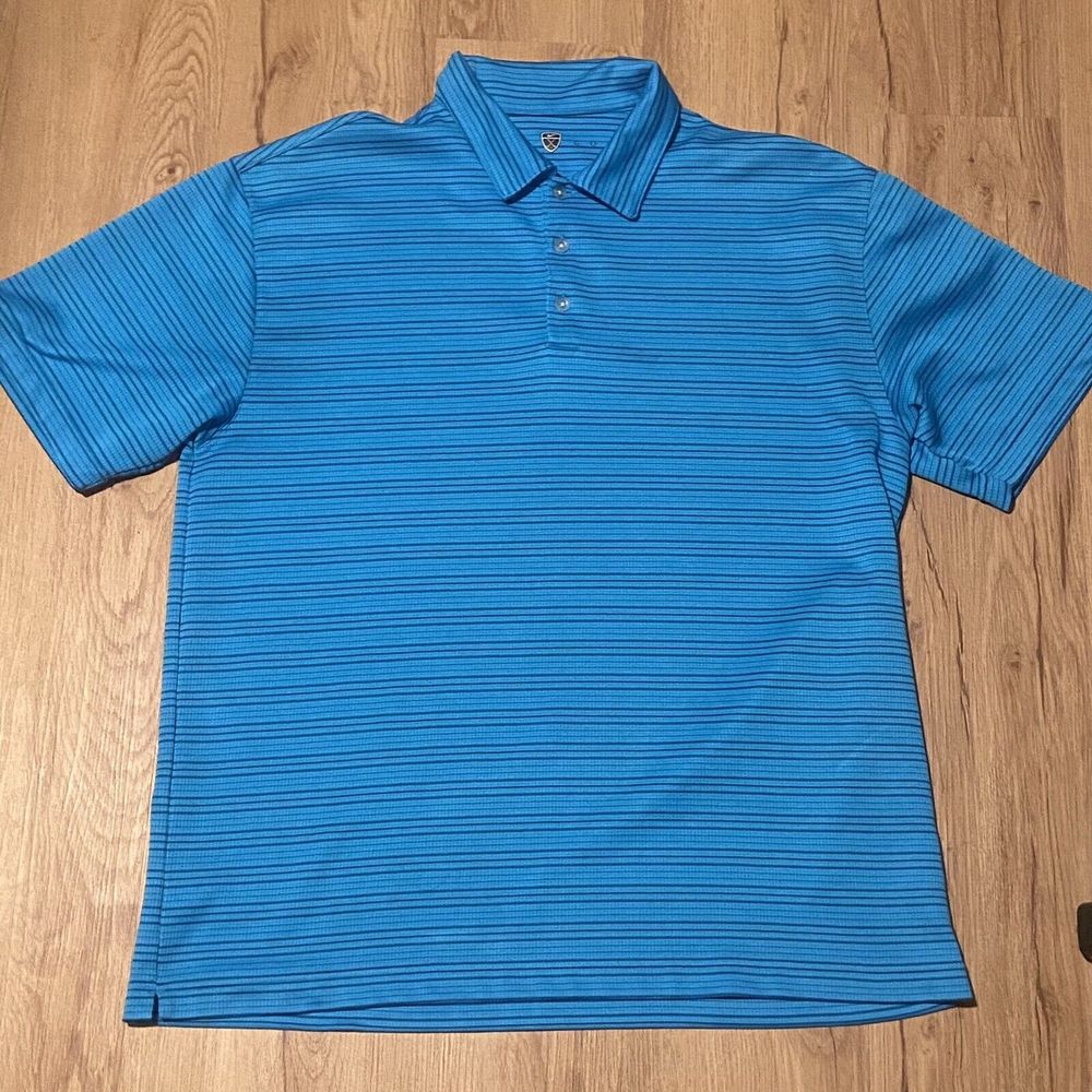 Nike Golf Men’s Stripe Polo Shirt Blue XL Short Sleeve - Picture 2 of 10